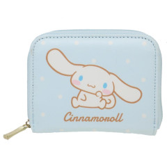 Japan Sanrio Mini Wallet - Cinnamoroll / Blue White Dots