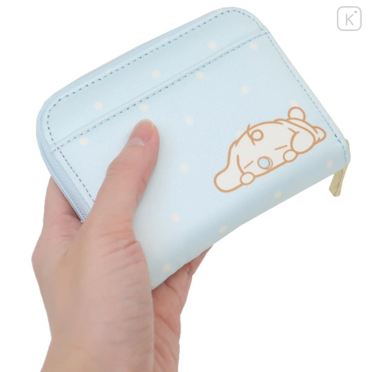 Japan Sanrio Mini Wallet - Cinnamoroll / Blue White Dots - 2