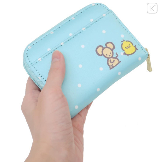 Japan Sanrio Mini Wallet - Pochacco / Blue White Dots - 2