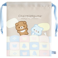 Japan San-X Drawstring Bag - Chairoikoguma / Aokogu Sleepover Grey