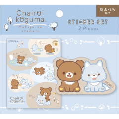 Japan San-X Vinyl Sticker Set - Chairoikoguma / Aokogu Sleepover Blue