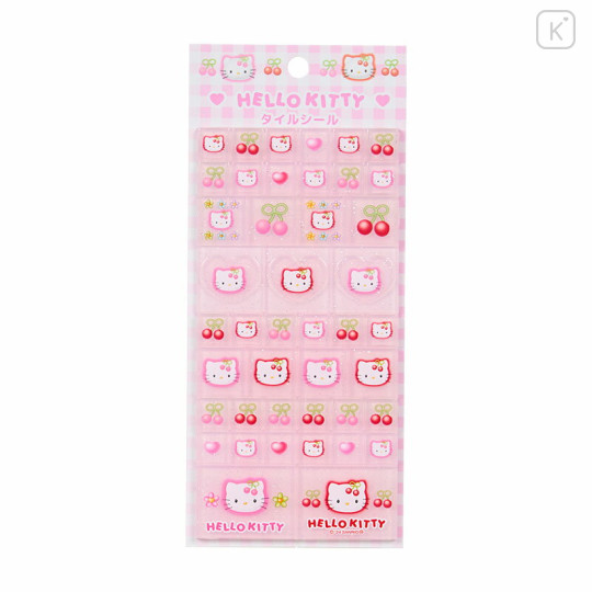 Japan Sanrio 90s Tile Sticker - Hello Kitty / Cherry - 1