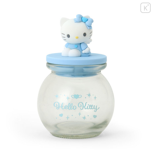 Japan Sanrio Glass Canister - Hello Kitty / Angel Blue - 1