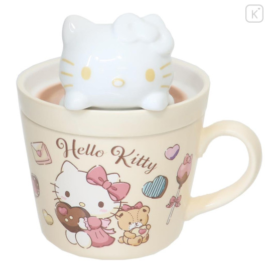 Japan Sanrio Mascot Mug - Hello Kitty / Cafe Latte Art - 1