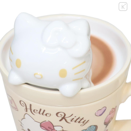 Japan Sanrio Mascot Mug - Hello Kitty / Cafe Latte Art - 3