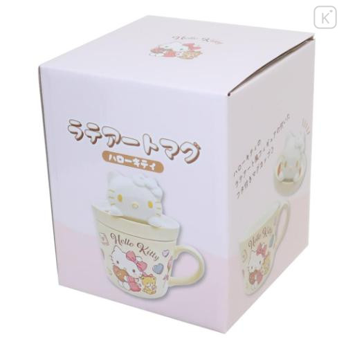 Japan Sanrio Mascot Mug - Hello Kitty / Cafe Latte Art - 4