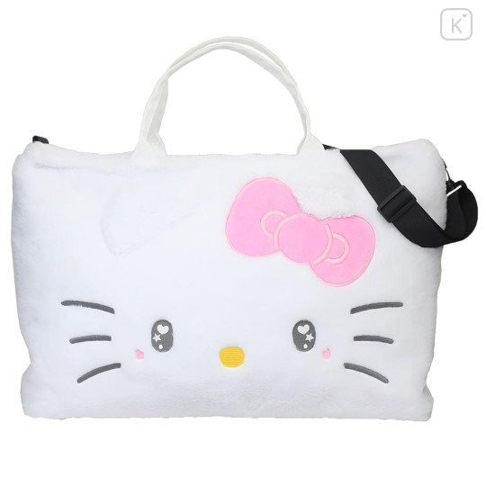 Japan Sanrio 2-way Soft Fur Shoulder Bag - Hello Kitty / Heart Eyes - 1