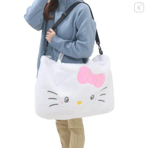 Japan Sanrio 2-way Soft Fur Shoulder Bag - Hello Kitty / Heart Eyes - 5