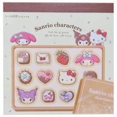 Japan Sanrio Square Memo Pad - Hello Kitty & Kuromi & My Melody / Chocolate