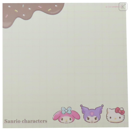 Japan Sanrio Square Memo Pad - Hello Kitty & Kuromi & My Melody / Chocolate - 3