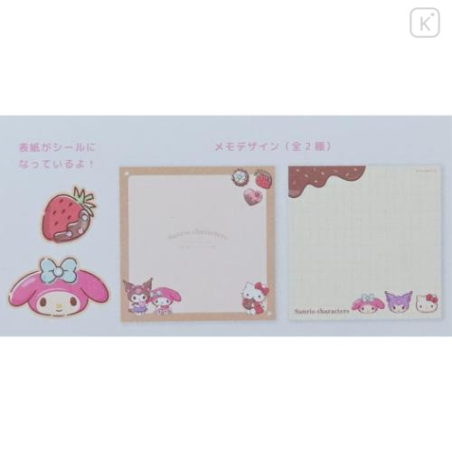 Japan Sanrio Square Memo Pad - Hello Kitty & Kuromi & My Melody / Chocolate - 4