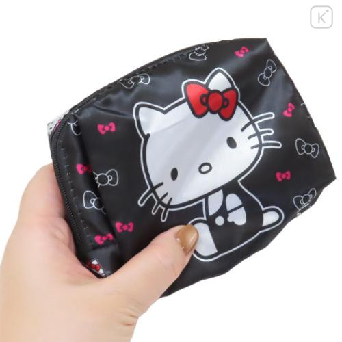 Japan Sanrio Satin Eco Bag - Hello Kitty / Black Ribbon - 4