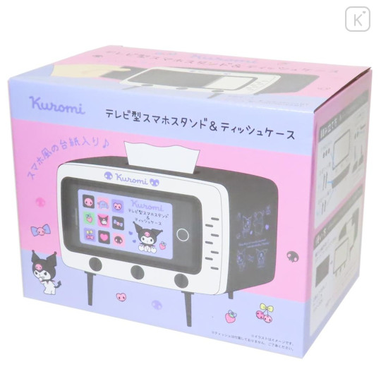 Japan Sanrio Smartphone Stand & Tissue Case - Kuromi / TV-Shaped - 3