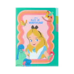 Japan Disney 3 Pockets A5 Index File - Alice in Wonderland / Weird Wavy Green