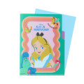 Japan Disney 3 Pockets A5 Index File - Alice in Wonderland : Weird Wavy Green - 3