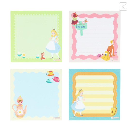 Japan Disney Square Memo Pad - Alice in Wonderland / Weird Wavy - 3