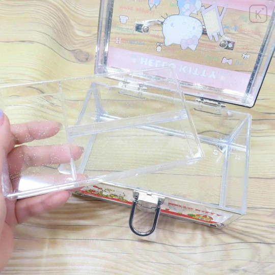 Japan Sanrio Clear Cosmetic Storage Box Vanity Case - Hello Kitty - 3