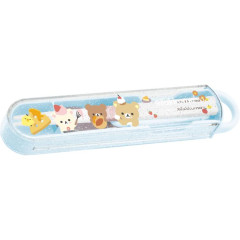 Japan San-X Bento Lunch Cutlery Set Spoon Chopstick - Rilakkuma / Basic Rilakkuma Favorite Things Blue