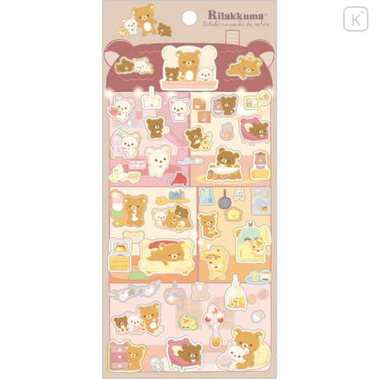 Japan San-X Sticker Sheet - Rilakkuma / Wonderful House Brown - 1