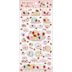 Japan San-X Bubble Sticker - Sumikko Gurashi / Sakuma Strawberry Milk Candy White