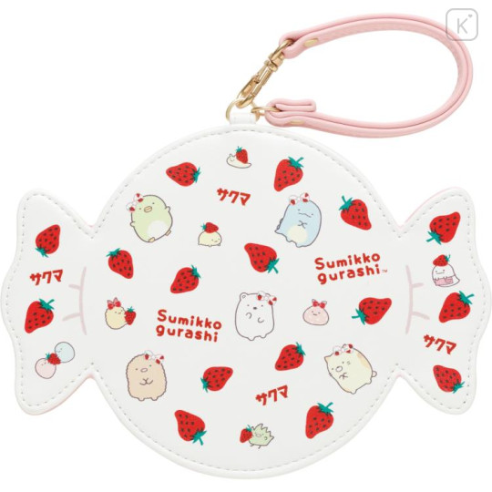 Japan San-X Pass Case Card Holder - Sumikko Gurashi / Sakuma Strawberry Milk Candy - 1