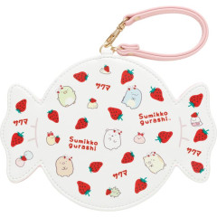 Japan San-X Pass Case Card Holder - Sumikko Gurashi / Sakuma Strawberry Milk Candy