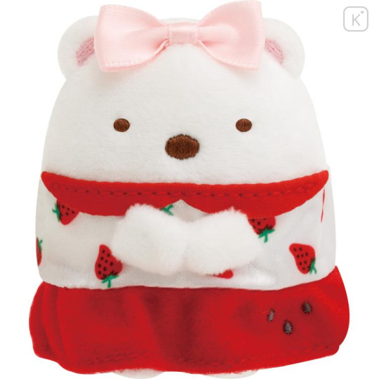 Japan San-X Tenori Plush (SS) - Sumikko Gurashi : Sakuma Strawberry Milk Candy Shirokuma - 1
