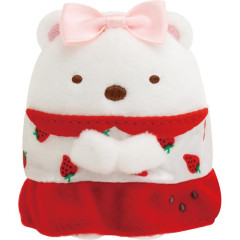 Japan San-X Tenori Plush (SS) - Sumikko Gurashi : Sakuma Strawberry Milk Candy Shirokuma