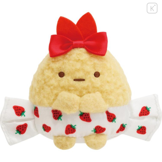 Japan San-X Tenori Plush (SS) - Sumikko Gurashi : Sakuma Strawberry Milk Candy Ebifurai no Shippo Fried Shrimp Tail - 1