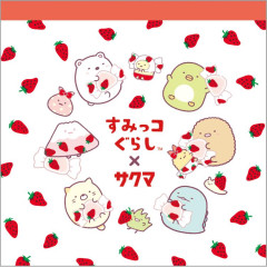 Japan San-X Square Memo Pad - Sumikko Gurashi / Sakuma Strawberry Milk Candy White