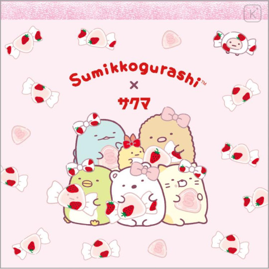 Japan San-X Square Memo Pad - Sumikko Gurashi / Sakuma Strawberry Milk Candy Pink - 1