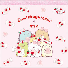 Japan San-X Square Memo Pad - Sumikko Gurashi / Sakuma Strawberry Milk Candy Pink