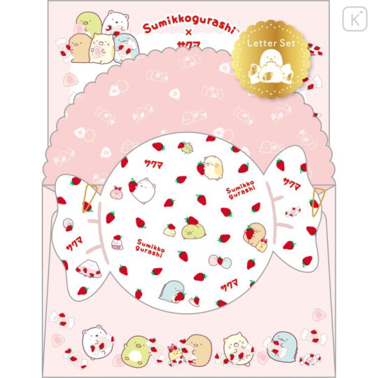 Japan San-X Die-cut Letter Envelope Set - Sumikko Gurashi / Sakuma Strawberry Milk Candy - 1