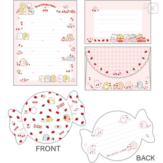 Japan San-X Die-cut Letter Envelope Set - Sumikko Gurashi / Sakuma Strawberry Milk Candy - 2