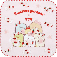 Japan San-X Mini Towel - Sumikko Gurashi / Sakuma Strawberry Milk Candy Pink