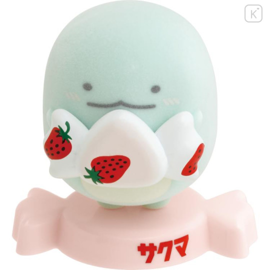 Japan San-X Flocked Figure - Sumikko Gurashi / Sakuma Strawberry Milk Candy Tokage - 1