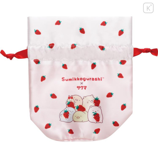 Japan San-X Drawstring Bag - Sumikko Gurashi / Sakuma Strawberry Milk Candy - 2