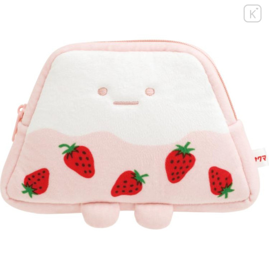 Japan San-X Die-cut Pouch - Sumikko Gurashi / Sakuma Strawberry Milk Candy Yama Pink - 1