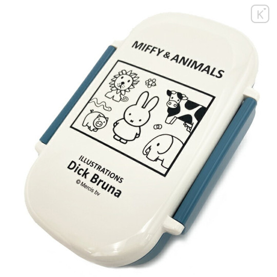 Japan Miffy Bento Lunch Box 450ml - Miffy : Animal Blue & White - 1