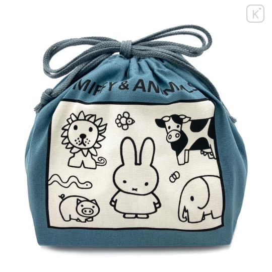 Japan Miffy Drawstring Pouch & Lunch Bag - Miffy : Animal Blue & White - 1