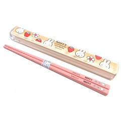 Japan Miffy Chopsticks 16.5cm with Case - Pink / Strawberry