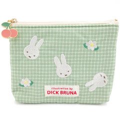 Japan Miffy Pouch & Tissue Case - Gingham Green Flower