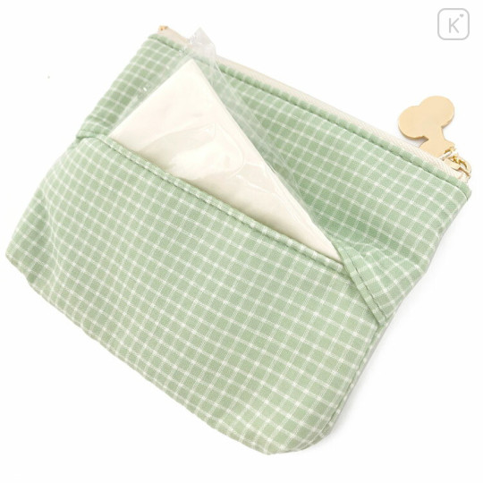 Japan Miffy Pouch & Tissue Case - Gingham Green Flower - 2