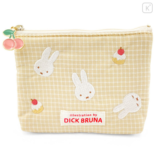 Japan Miffy Pouch & Tissue Case - Gingham Yellow Cake - 1