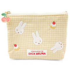 Japan Miffy Pouch & Tissue Case - Gingham Yellow Cake