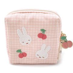 Japan Miffy Mini Pouch - Gingham Pink Cherry