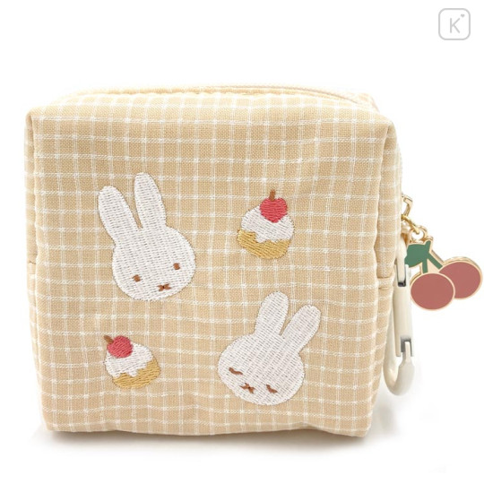 Japan Miffy Mini Pouch - Gingham Yellow Cake - 1