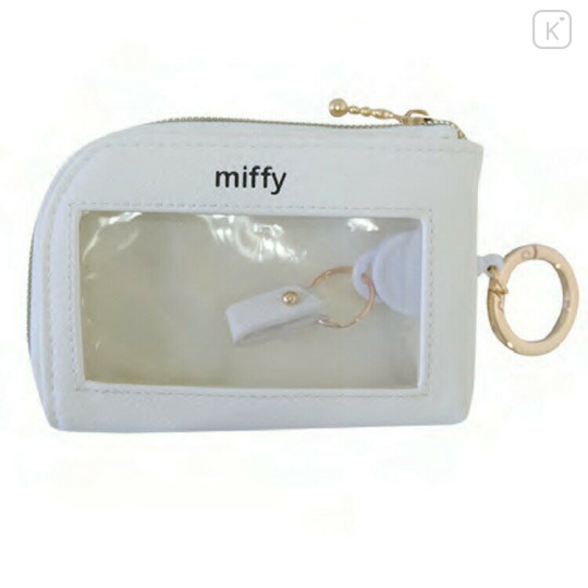 Japan Miffy Key Pouch with Reel - White Face - 2