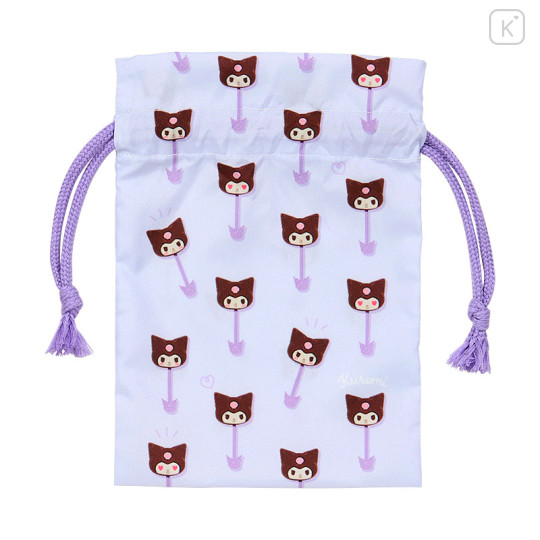 Japan Sanrio Original × Fujiya Chocolate Bar & Drawstring Pouch - Kuromi - 2