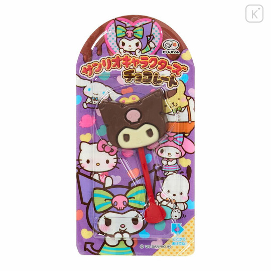 Japan Sanrio Original × Fujiya Chocolate Bar & Drawstring Pouch - Kuromi - 3